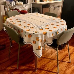 Vintage Tablecloth with Blockprinted Oranges